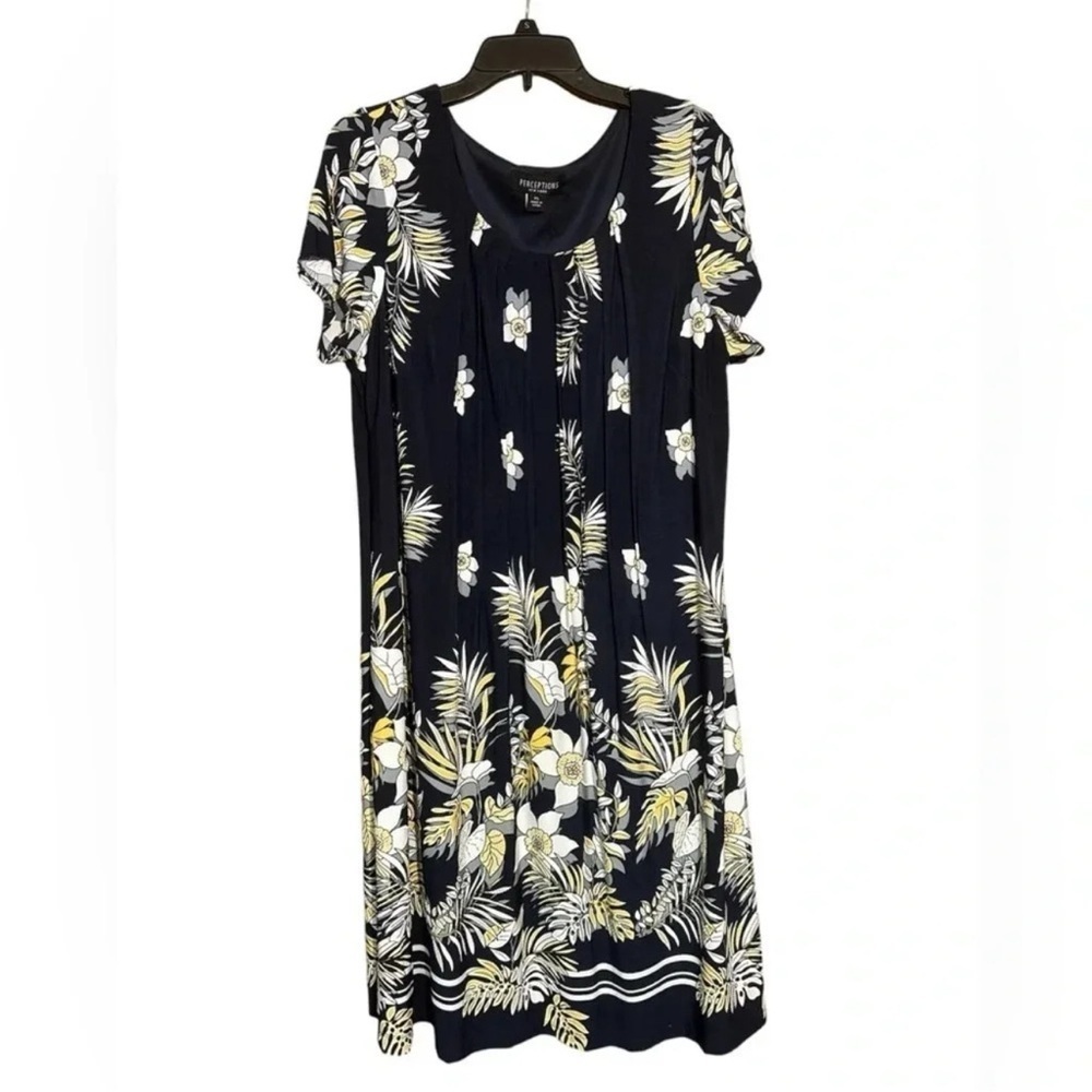 Perceptions Floral Print Short Sleeve Dress texture size Xlarge